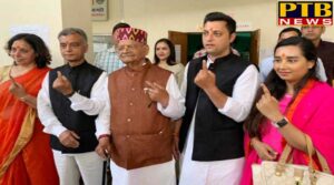 PTB Big Election News himachal leaders of himachal cast their vote with family members Himachal pardesh loksabha election 2019