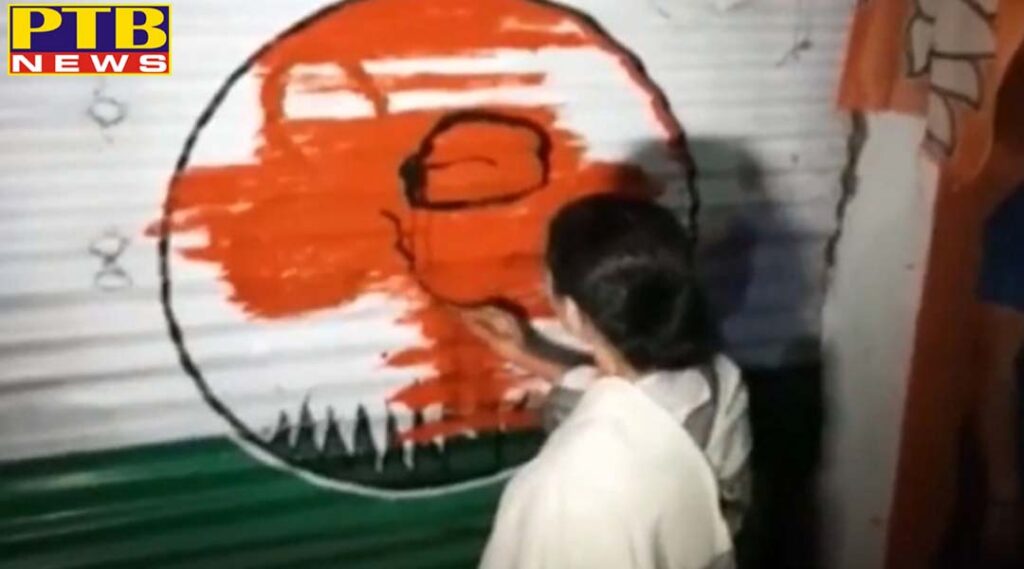 National mamata banerjee break bjp office lock tmc marks she painted herself