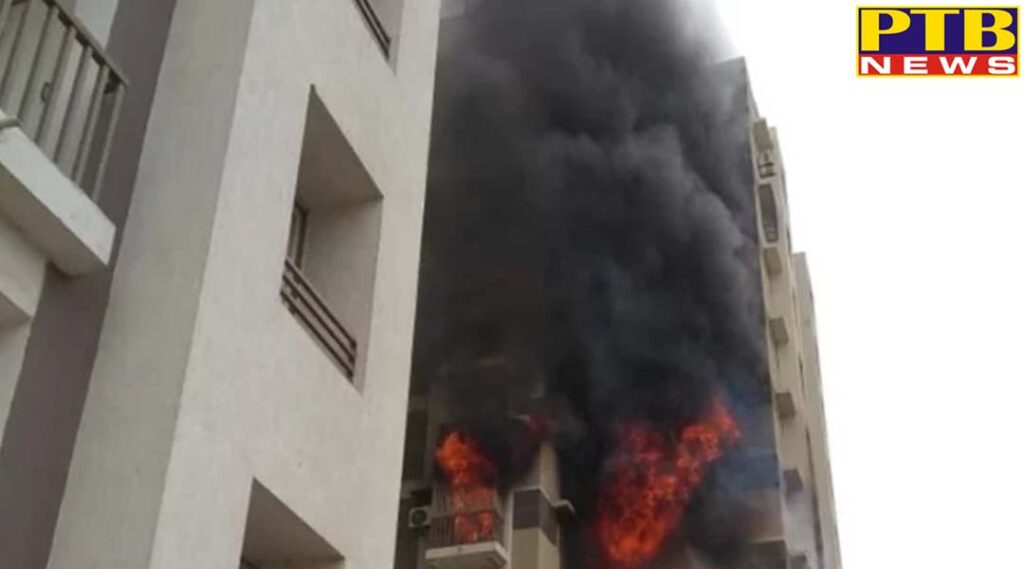 india news major fire broke out at residential building in ahmedabad 15 people are trapped
