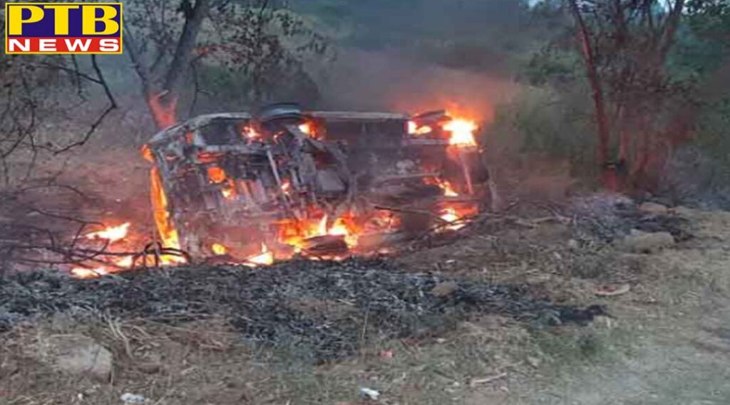 ropar vehicle become fireball who carrying devotees and eight people saved life by this way