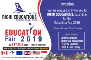 Jalandhar Richi Travel and Education Immigration Punjab Education Fair 22 August 2019