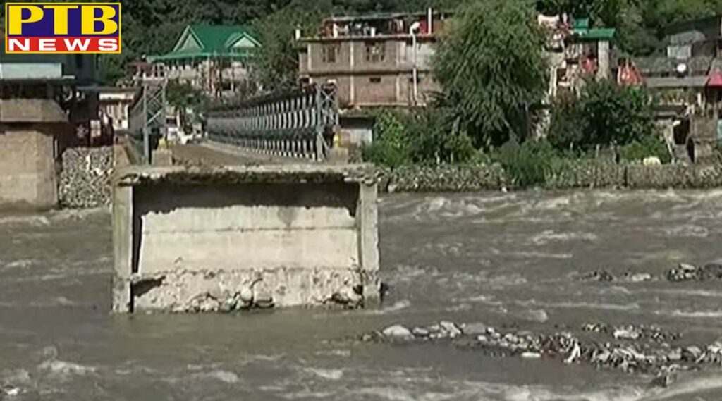 The bridge built on the Beas river 5months ago is collapse in flood
