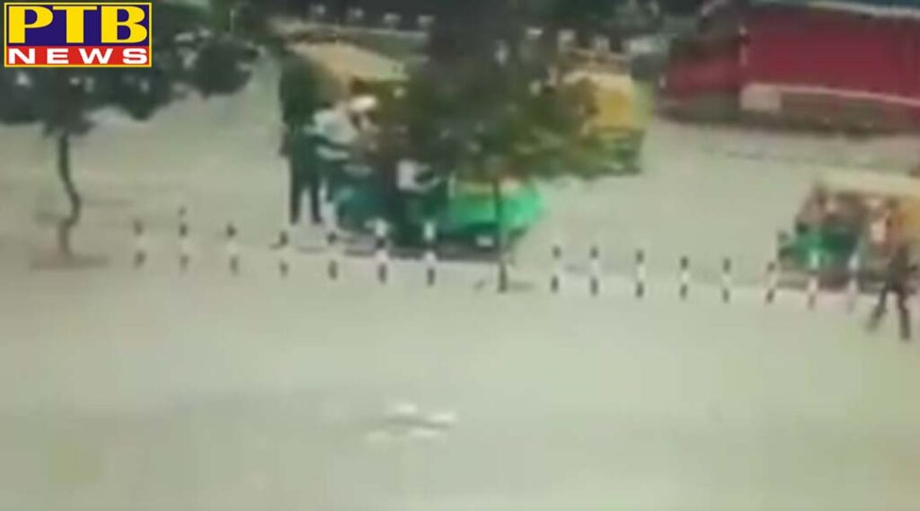 four unidentified assailants in a car had fired at police team near akshardham temple see cctv video viral delhi