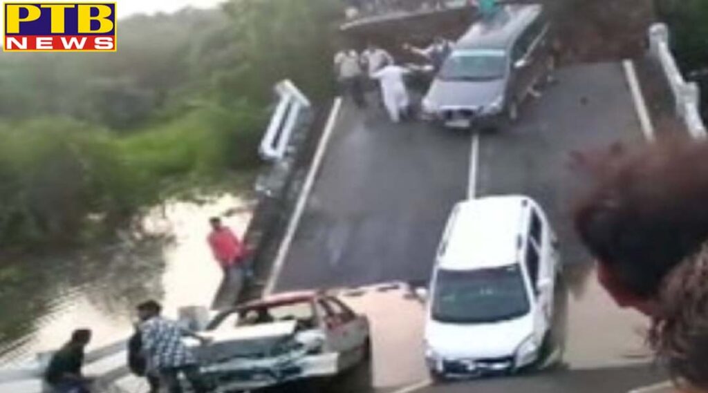 Many cars damaged after a bridge collapsed in Junagadh in Gujarat