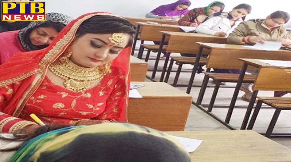 The bride arrived at Lyallpur Khalsa College wearing a red couple and red bangle in her hands
