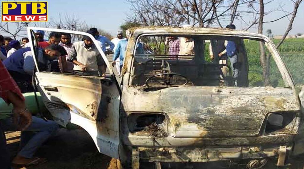 sangrur three children burnt alive due to fire in school van at longowal of sangrur Punjab