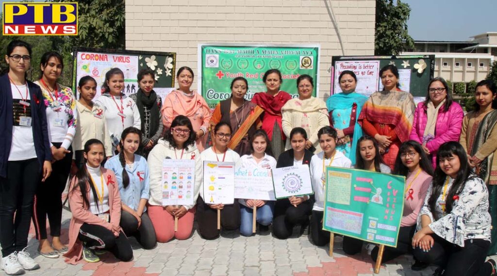 Organizing awareness campaign on corona virus in HMV College Jalandhar