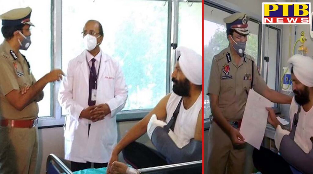 ASI Harjeet Singh gets double happiness together today When discharged from PGI Hospital, DGP Dinkar Gupta himself arrived to pick SI Harjeet Singh