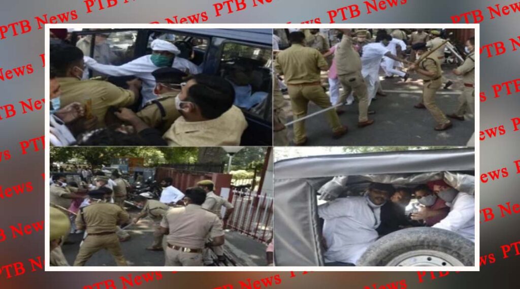 congress protest against hathras gang rape case in lucknow Congress party on northern roads in UP over Hathras rape case Police lathi-charged, state president arrested