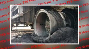 gopalganj bike container burned down after contact with high tension wire at gopalganj in bihar PTB Big Breaking News