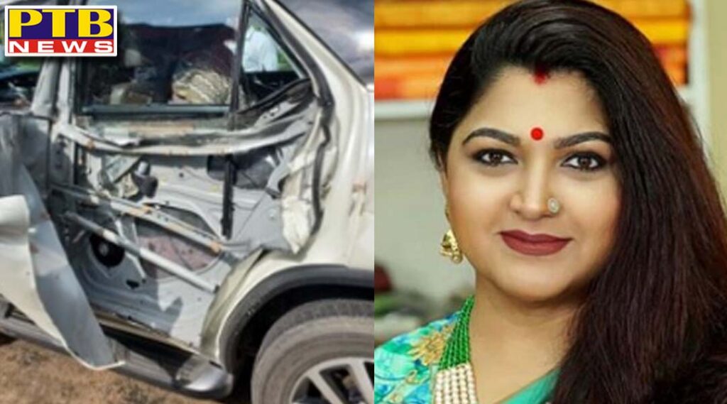 tamil nadu bjp leader khushboo sundar saved in road accident