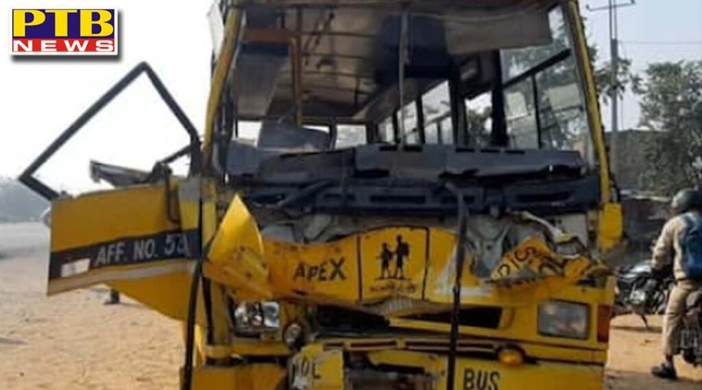haryana rewari breaking school bus and trolley collide in rewari haryana many children injured