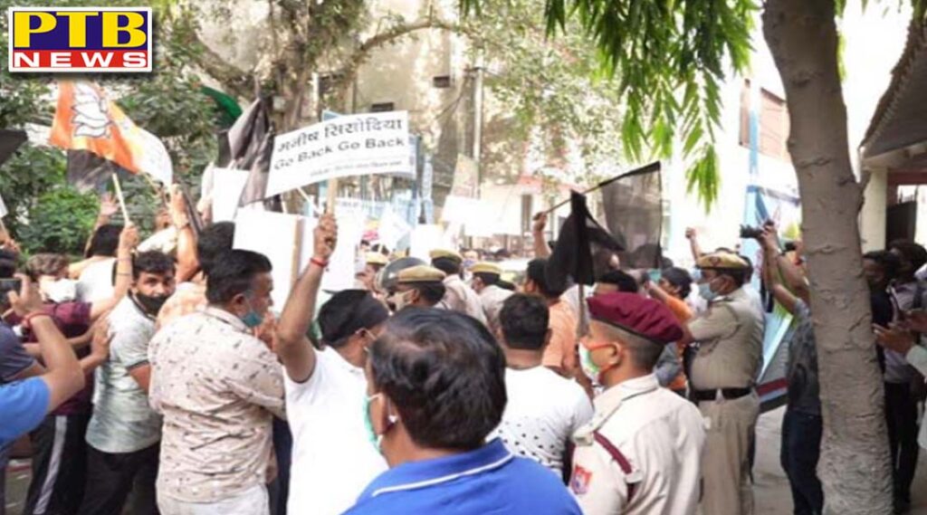 delhi deputy cm official vehicle vandalized manish sisodia accuses bjp of hooliganism