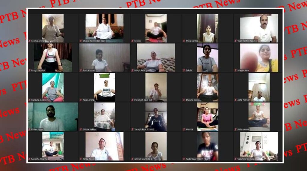 Teachers, parents and students did yoga on International Yoga Day at Innocent Hearts
