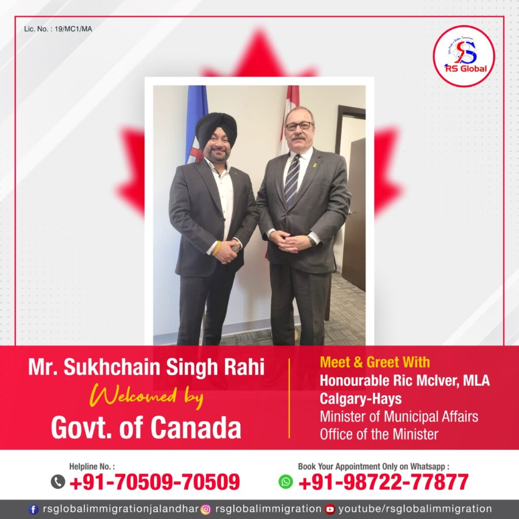 RS Global Immigration Jalandhar's Stunning Entry In Canada After Covid The Government of Canada honored Owner Sukhchain Singh Rahi