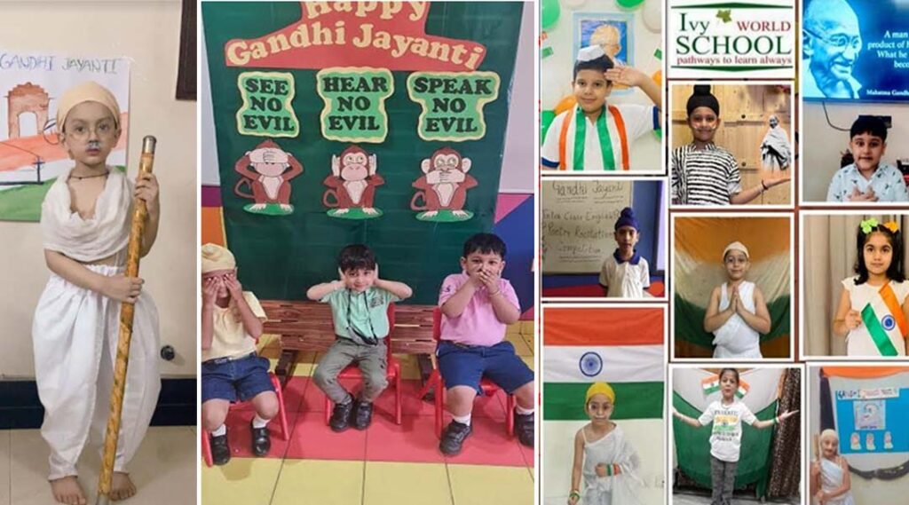 Ivy World School of Vasal Educational Society celebrated Gandhi Jayanti with fervour spirits