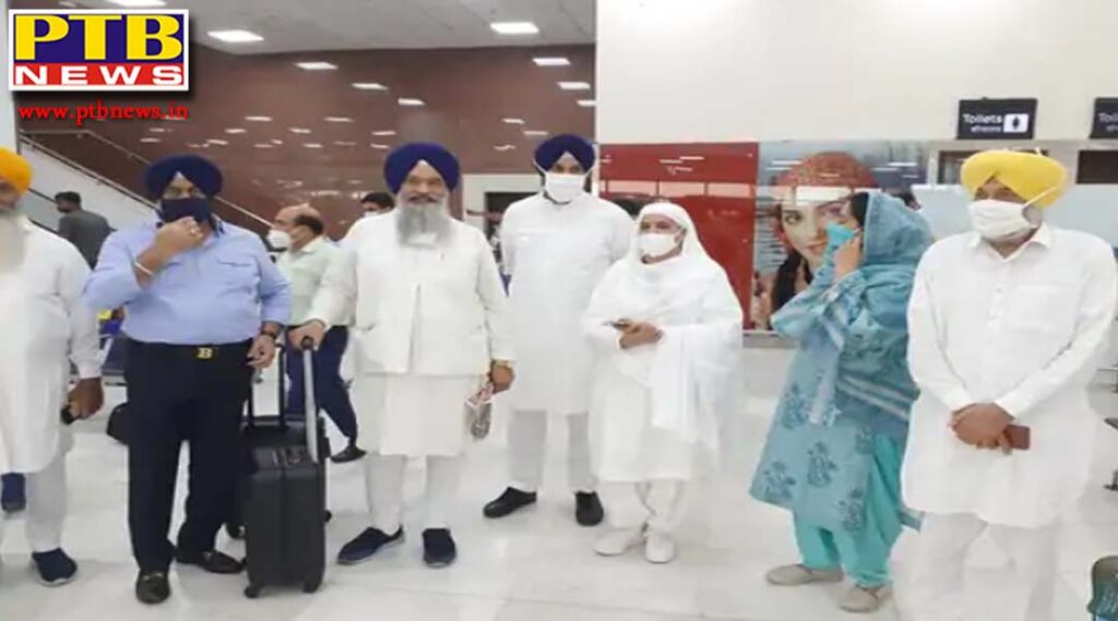 delegation with bibi jagir kaur chandumajra and bikram majithia leaves for lakhimpur khiri by Amritsar airport will meet the families of the victims with Harsimrat Kaur Badal