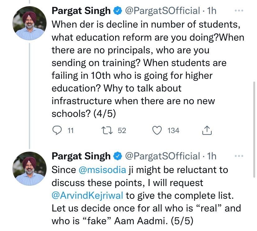 Fake leaders, fake figures Education Minister Pargat Singh slams his Delhi counterpart for ‘forged’ figures Punjab Manish Sisodia