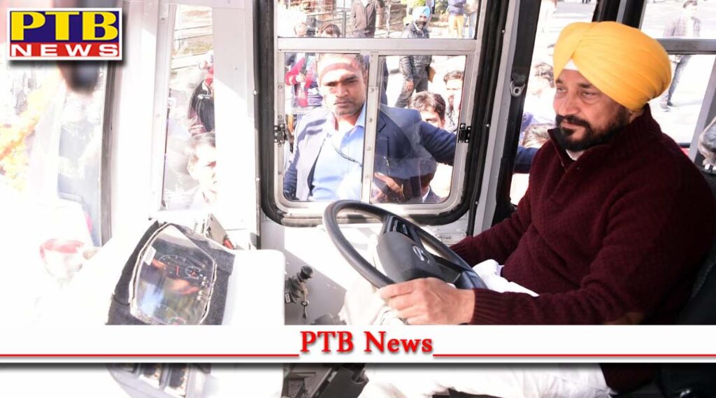 First Ever Induction 842 Buses One Go CM Charanjit Singh Channi Himself Drives Bus While Flaging off 58 New PRTC and Punbus Buses Punjab