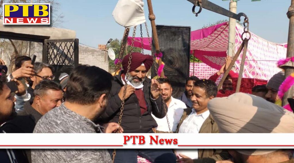 Congress candidate from Jalandhar Cantt Pargat Singh was weighed with laddus at village Dhina Punjab