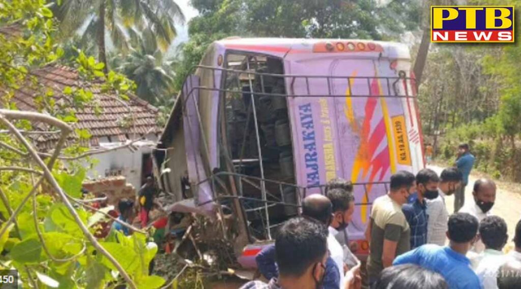 a horrific road accident in karnataka a bus full of passengers overturned 8 killed