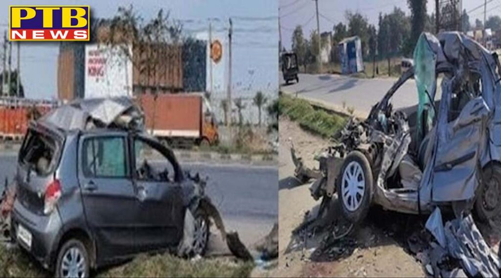 accident in gurugram car hits canter 5 people died