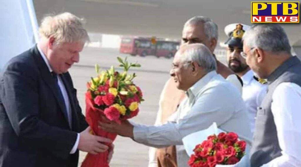 british prime minister boris johnson arrived on a two day visit to india
