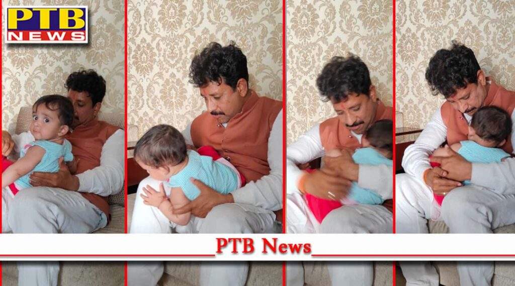 On one side the fast kept in the Navratras of the mother On the other hand the pledge to serve the public MLA Raman Arora took some time out for granddaughter