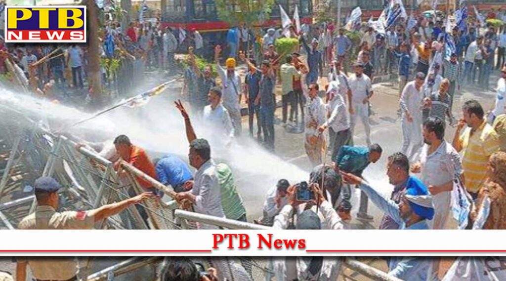 Punjab chandigarh aap Party leader protests against water price hike in chandigarh police used water cannon