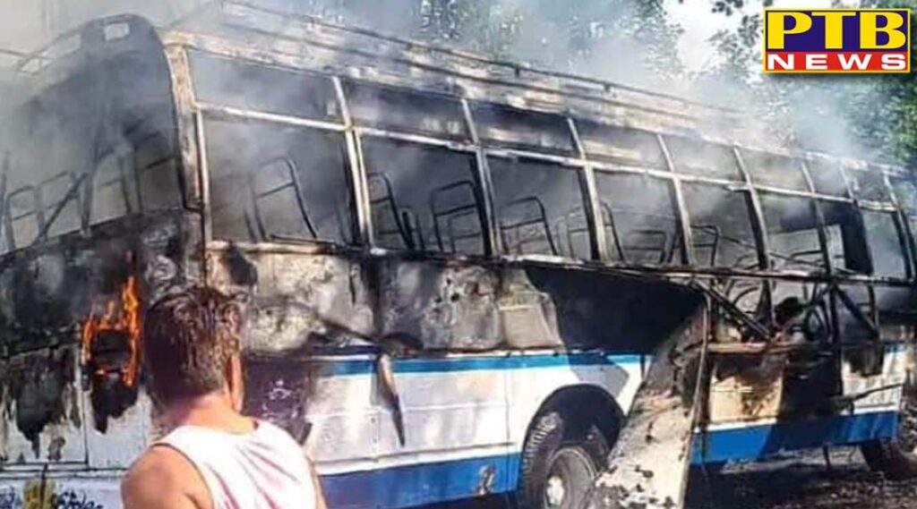 A sudden fire broke out in a bus full of passengers two killed more than 20 injured