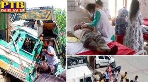 massive bus truck collision in bilaspur driver died saveral injured