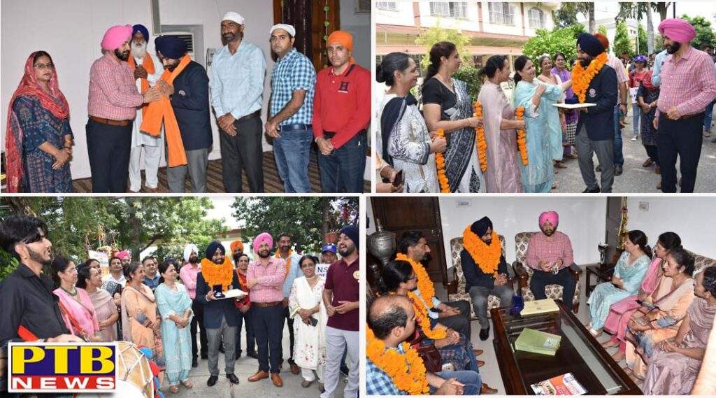 National awardee Maninderjit Singh a student of Lyallpur Khalsa College received a grand welcome on his arrival at the college