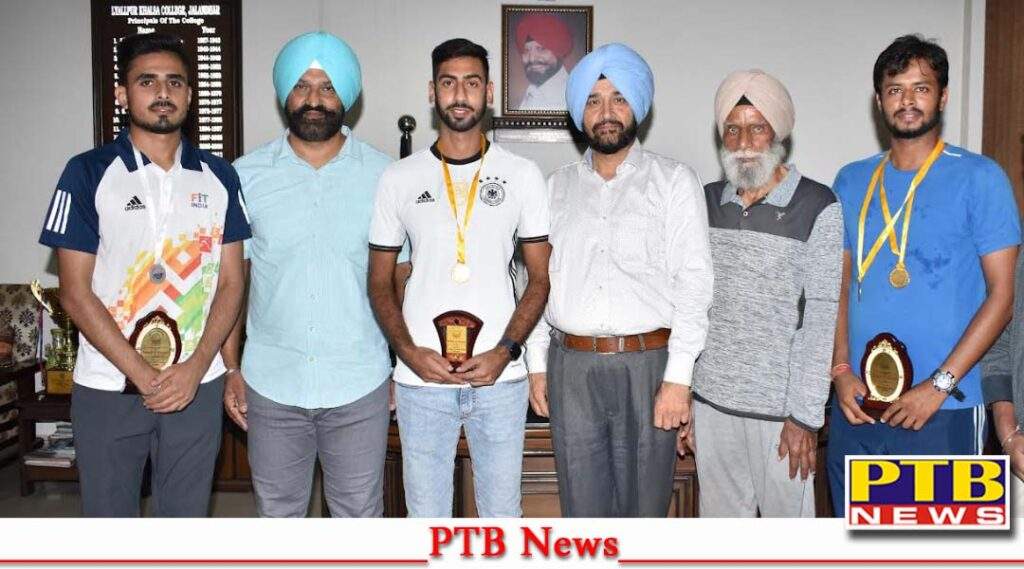 The students of Lyallpur Khalsa College Jalandhar won the tennis trophy in the sports fair