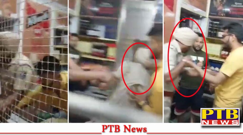 Law and order are being blown away in the government of the common man Contract workers beat up police personnel Video Viral Jalandhar Punjab