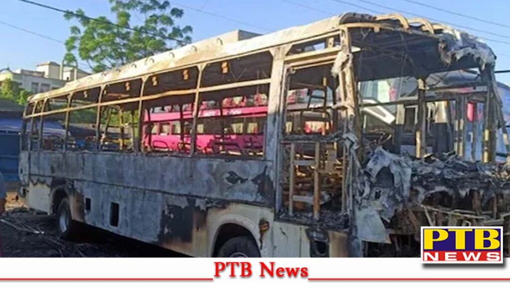 fire broke out in the bus On diwali driver and conductor burnt alive