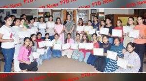 KMV award certificates to the girls receiving free education under Gandhian Studies Centre on the occasion of Gandhi Jayanti