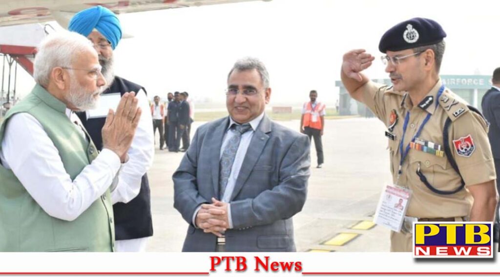 pm modi meets dera chief radha swami satsang dera chief will also address 2 rallies in himachal Cabinet Minister Gimpa Chief Secretary VK Janjua DGP Punjab Gaurav Yadav and Lalpura welcomed the Prime Minister Moni