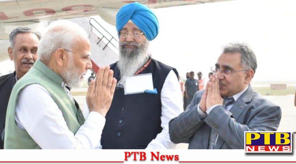 pm modi meets dera chief radha swami satsang dera chief will also address 2 rallies in himachal Cabinet Minister Gimpa Chief Secretary VK Janjua DGP Punjab Gaurav Yadav and Lalpura welcomed the Prime Minister Moni