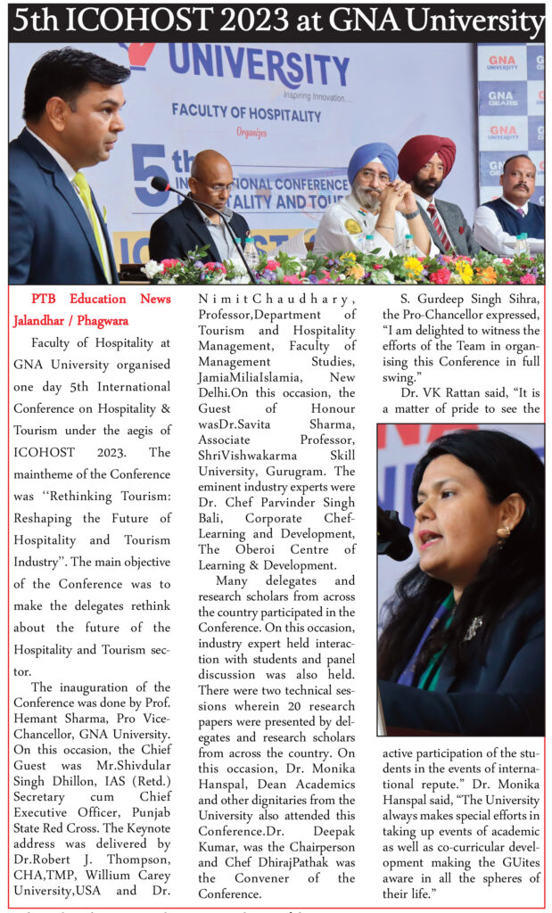 5th ICOHOST 2023 at GNA University Phagwara