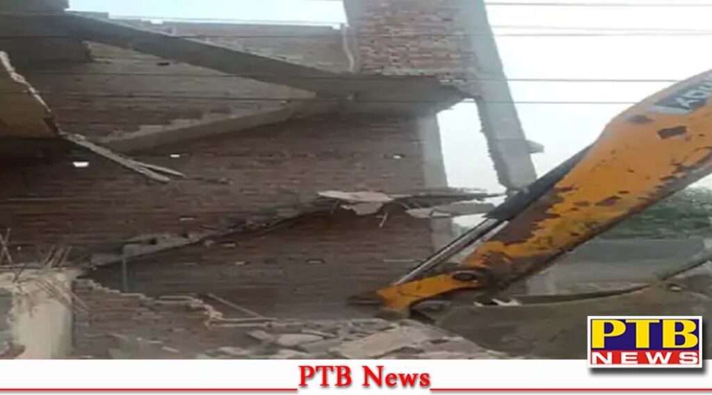 punjab jalandhar municipal corporation action illegal construction stairs broken under construction commercial building ladowal road