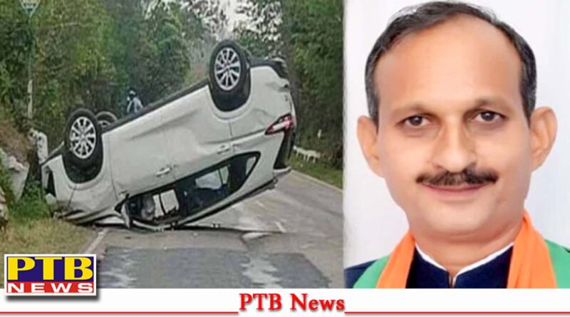 bjp mla satpal satti narrowly escaped car overturned uncontrolled while going hamirpur