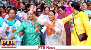 Crowd gathered in Karamjit Kaur Chowdhary's road show in Jalandhar West Loksbha Byelection Jaland