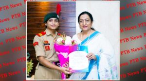 kmvs-principal-prof-atima-sharma-dwivedi-honours-n-c-c-cadet-vinakshi-chaudhary-for-being-selected-as-the-best-cadet-in-the-attachment-camp-2023-at-officers-training-academy-chennai