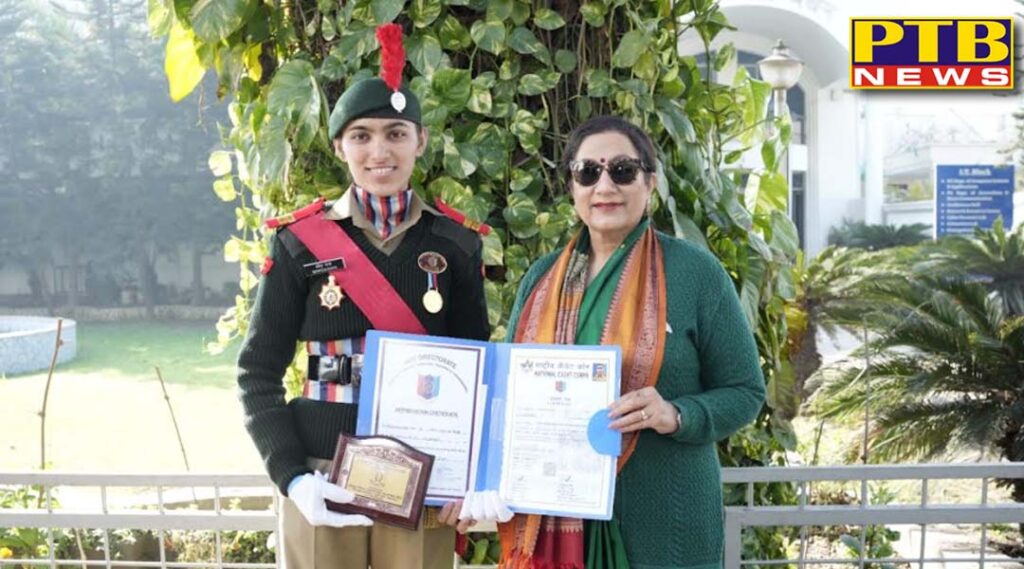 kmv-senior-under-officer-shweta-rana-honoured-for-participating-in-parade-at-kartavya-path-during-republic-day-parade-at-new-delhi