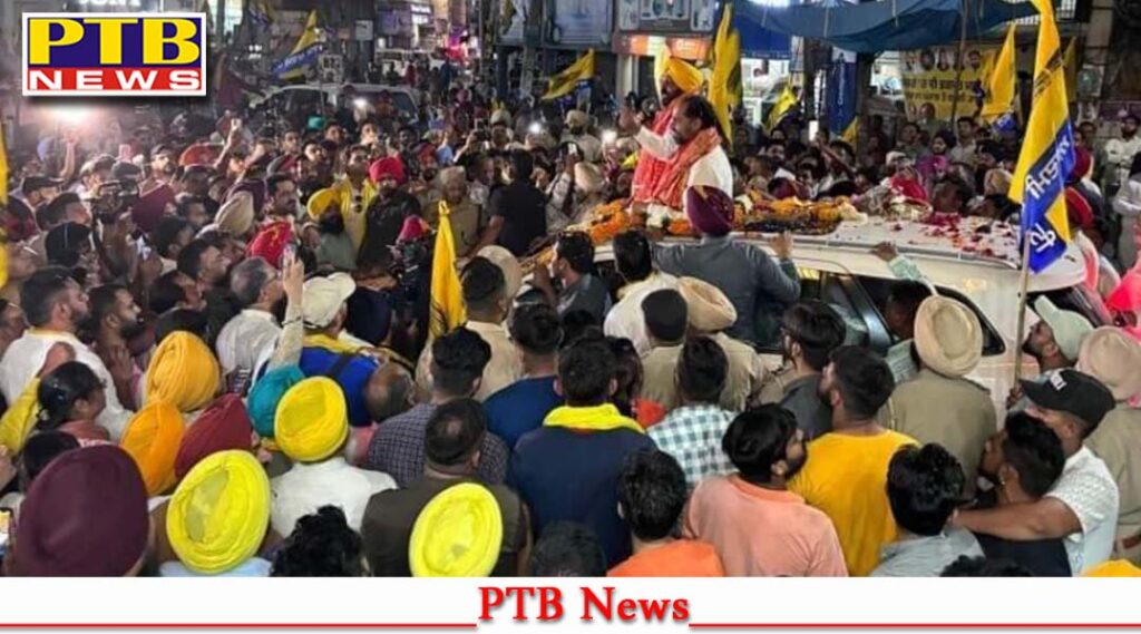 punjab-jalandhar-cm-bhagwant-mann-road-show-loksabha-candidate-pawan-tinu-aap-party
