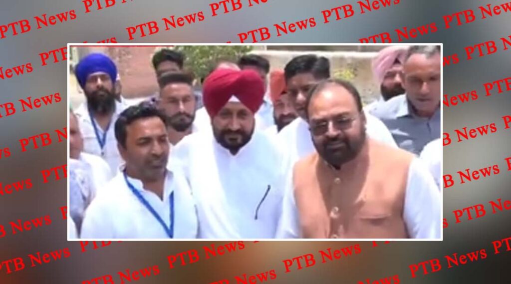 former-cm-charanjit-singh-channi-who-won-the-lok-sabha-election-arrived-to-receive-the-certificate-of-victory-and-also-hugged-the-opposition-candidate-balvinder-kumar