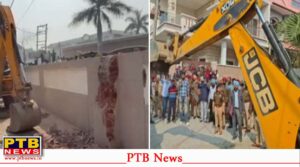 Police and supporters gathered outside Sukhpal Khaira’s house before JCB machine action