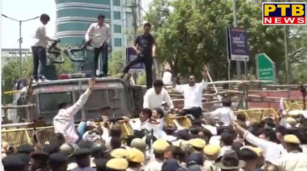 congress protest bjp hq neet 2026 paper leak rajasthan jaipur
