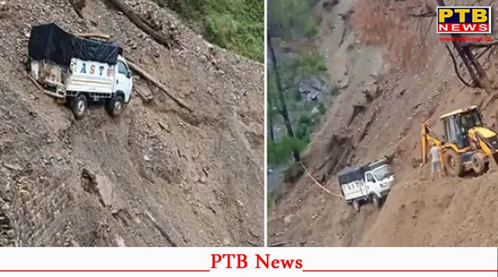 heavy rain wreak havoc himachal hillside collapses onto moving vehicle in chamba