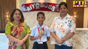Boxer Himanshu Gupta of British Olivia School won gold medal in district level boxing, qualified for state level competition